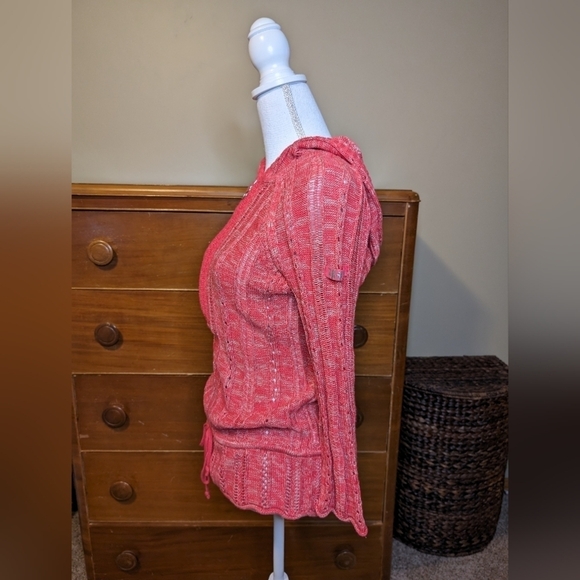 DKNY HOODED Half Zip WINTER Holiday Sweater SZ M - Picture 4 of 15